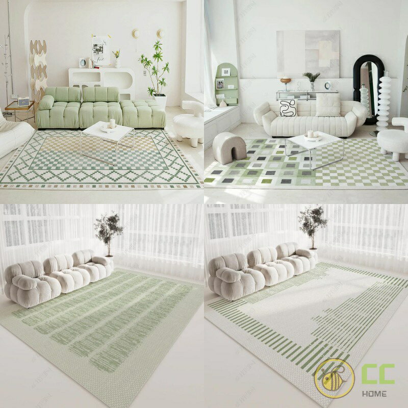 清新ins綠色地毯客廳沙發茶幾毯簡約臥室滿鋪床邊毯大面積家用地墊