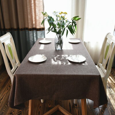 北歐輕奢加粗纖維咖啡色餐桌布 (100*160cm) 長方形家用純色棉麻簡約餐桌巾