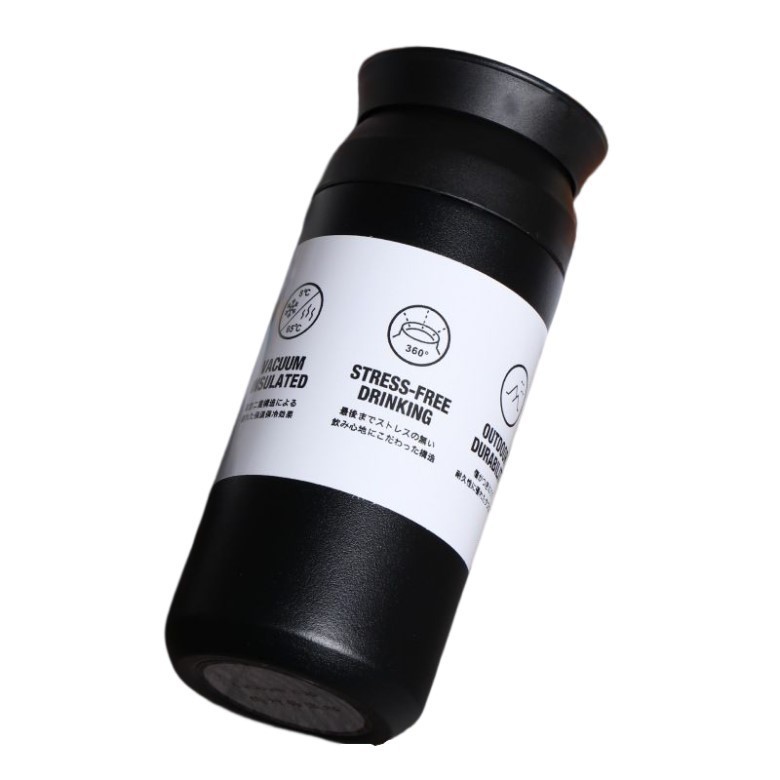 日式304不鏽鋼真空保溫杯-平蓋350ml(黑色) [大買家]
