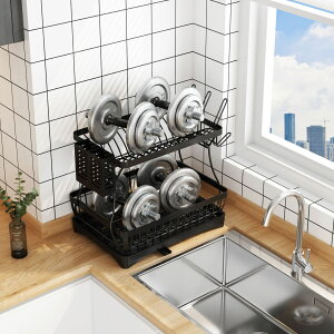 廠家直供不銹鋼雙層碗碟架 水槽旁碗筷碟勺瀝水架 家用廚房置物架