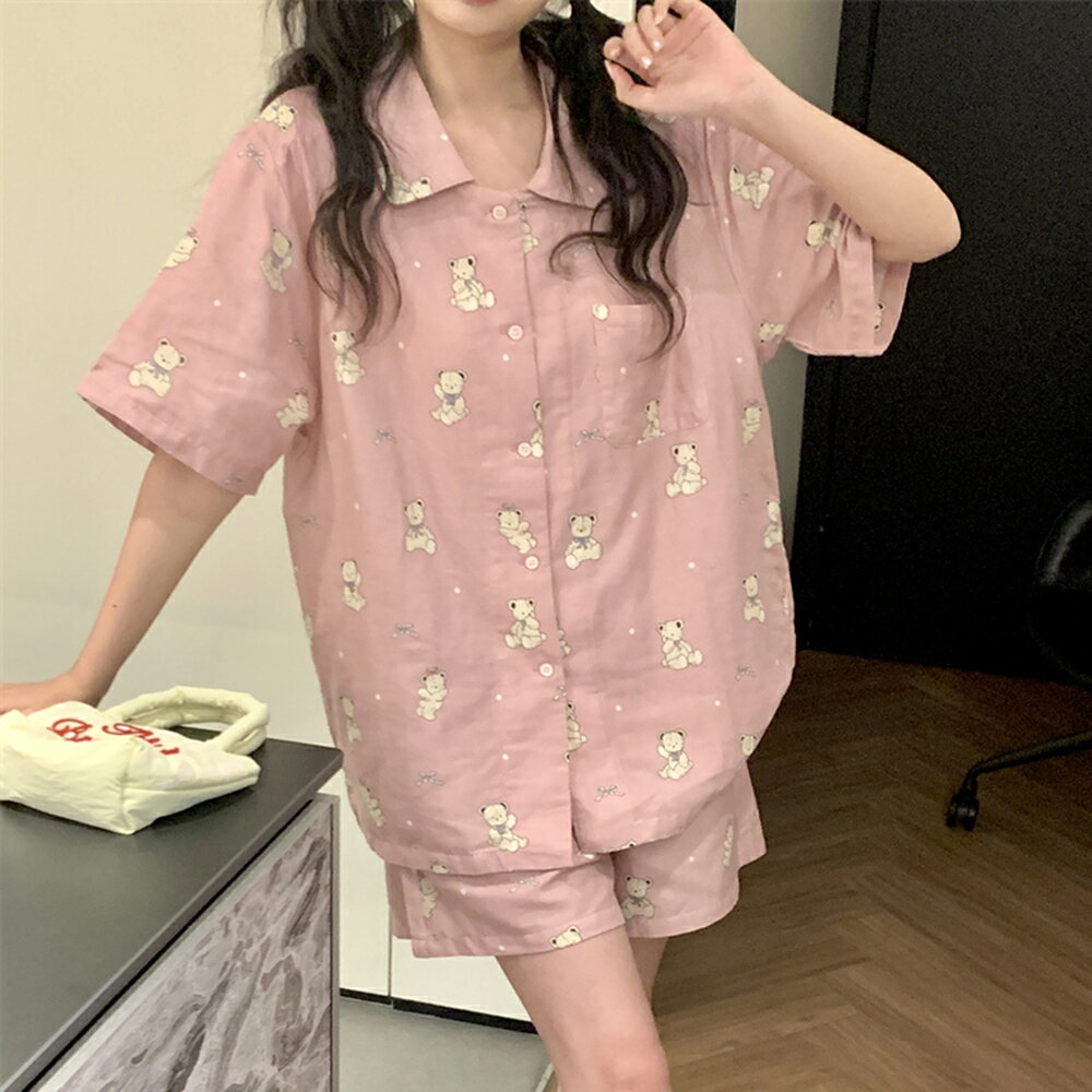 ＊ORead＊韓版卡通印花睡衣短袖短褲家居服套裝(粉色M~2XL)【限定加碼✿全館滿額再折】