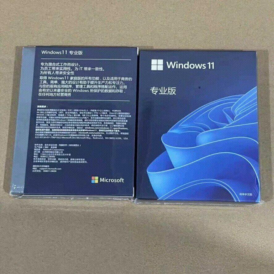 Windows 11 專業版家用版彩盒繁體中文英文64位元正版授權 一機一碼永久啟用 U盤安裝 終身【微軟批發零售】