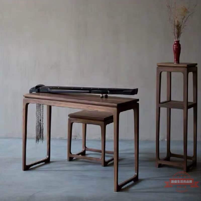 新中式古琴桌原木共鳴琴桌實木古箏架老榆木條案供桌玄關桌條幾