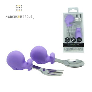 【加拿大 Marcus & Marcus】動物樂園寶寶手握訓練叉匙 - 鯨魚(紫)