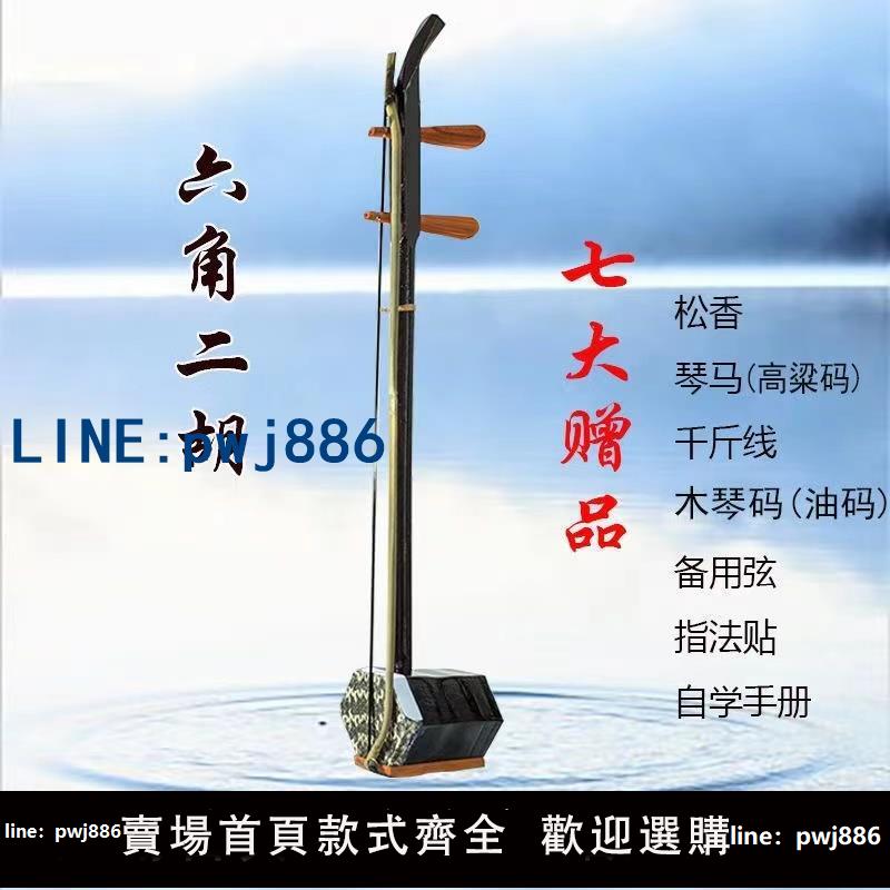 【便宜有好貨】民族樂器二胡(送指法貼)(除錯好發貨)初學入門六角二胡送教程