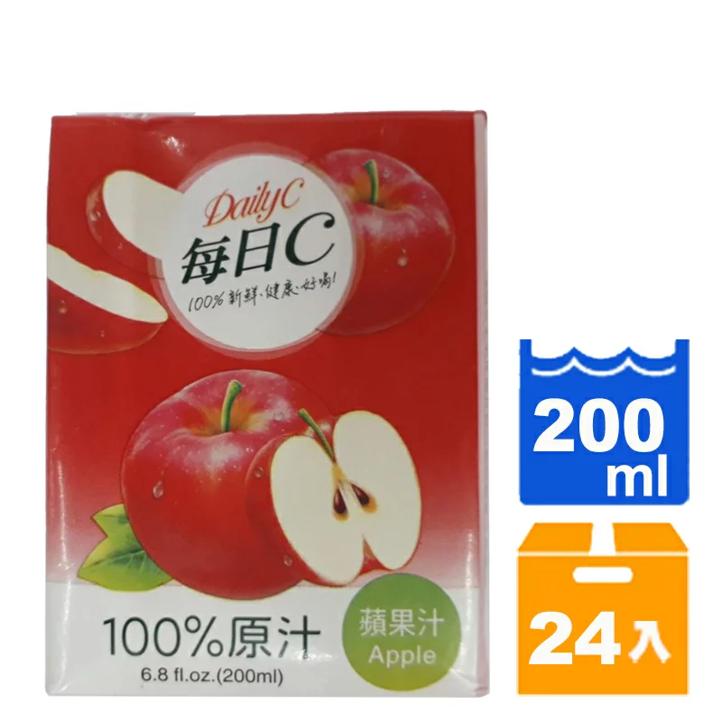 味全 每日C 100%蘋果汁200ml(24入)/箱【康鄰超市】