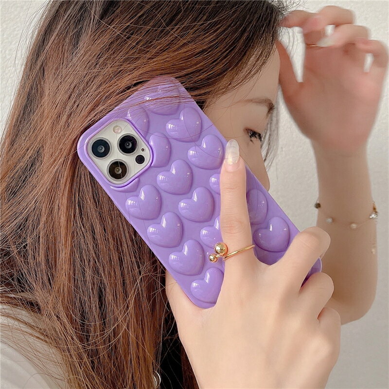 手機殼 ● 紫色12Promax適用iPhone11手機殼Xs立體韓風愛心蘋果xr軟膠mas
