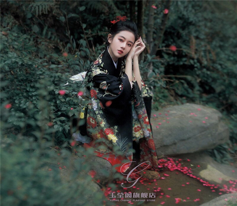 免運快速出貨神明少女日本和服清新攝影復古小振袖暗黑長裙改良中國風