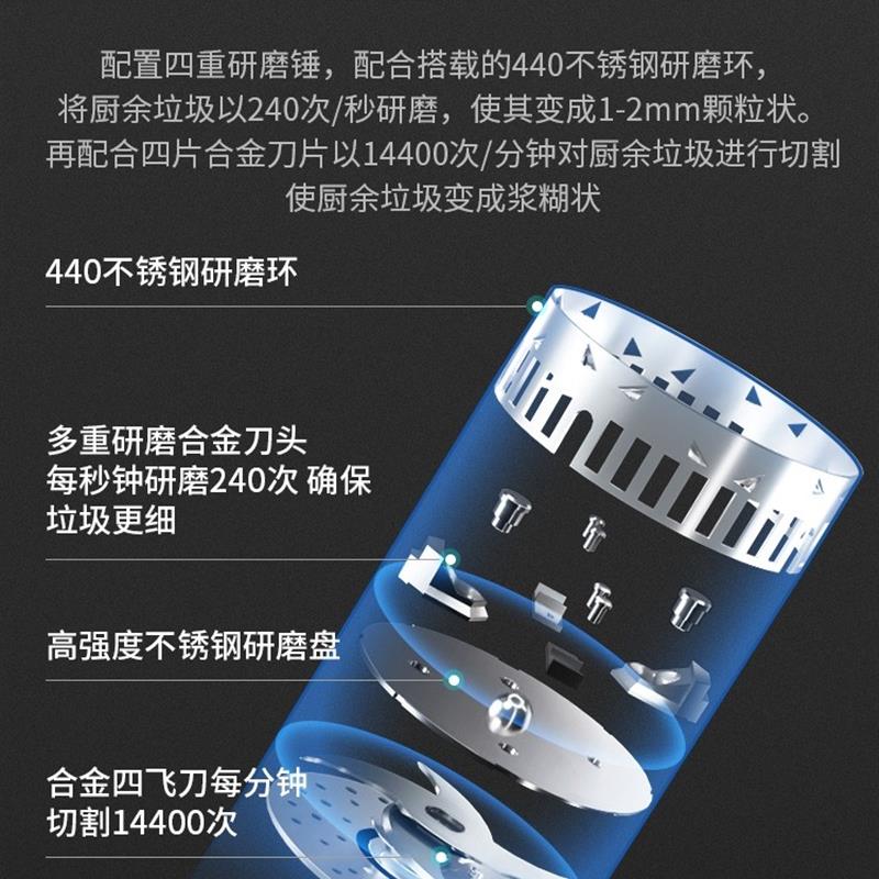 新品商用垃圾處理器廚房家用餐廚食物渣粉碎水槽下水道攪碎機