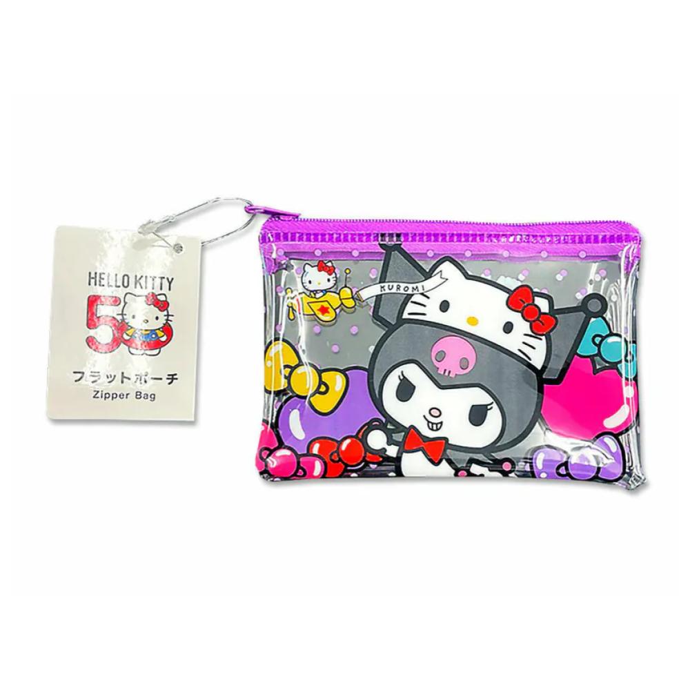 asdfkitty*KITTY 50週年紀念 PVC防水透明收納袋-庫洛米-迷你化妝包 零錢包 置物袋-正版商品