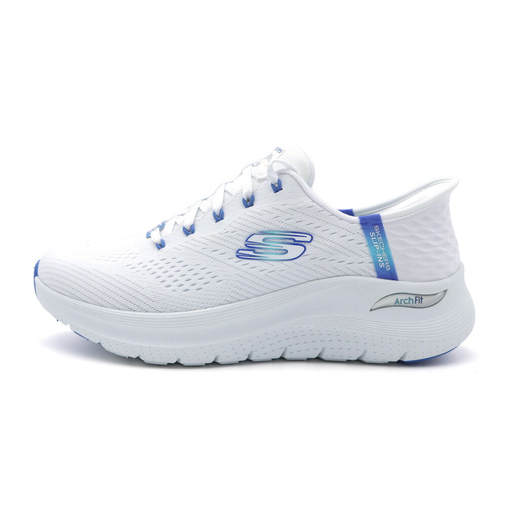 【全館滿額折】Skechers Arch Fit 2.0-Easy Chic Slip-Ins 白藍 輕量 瞬穿 休閒鞋 女款 J2542【新竹皇家150066WWBL】