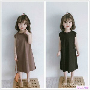 🍓 童裝 女童 洋裝 夏季 韓版 小童 短袖 休閒 簡約 寬鬆 純棉 兒童 時尚洋氣 中長款 T恤裙