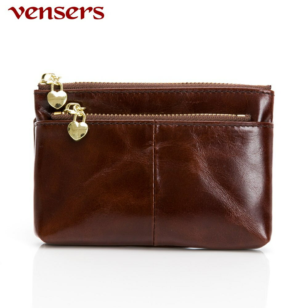 【vensers】小牛皮潮流個性皮夾~ 拉鍊包 隨身小包 可放鈔票 輕便 (TC310901咖啡零錢包)