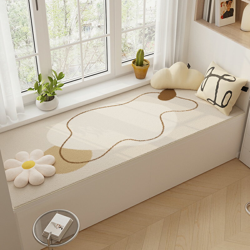 陽台坐墊 飄窗墊 窗台墊 網紅ins風飄窗墊窗台墊四季通用陽台墊子仿羊絨飄窗小坐墊可機洗『ZW5481』