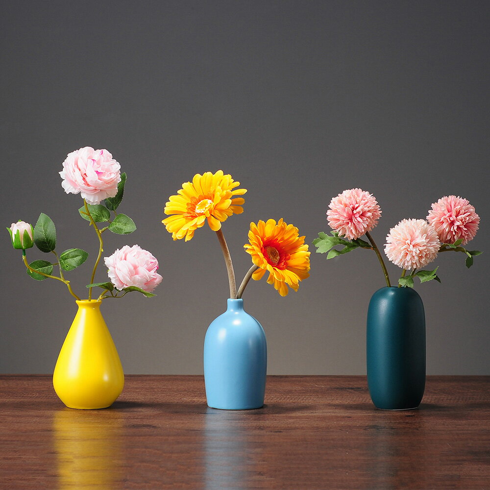 北歐ins風陶瓷花瓶干花擺件電視柜客廳餐桌面插花面裝飾品家居禮