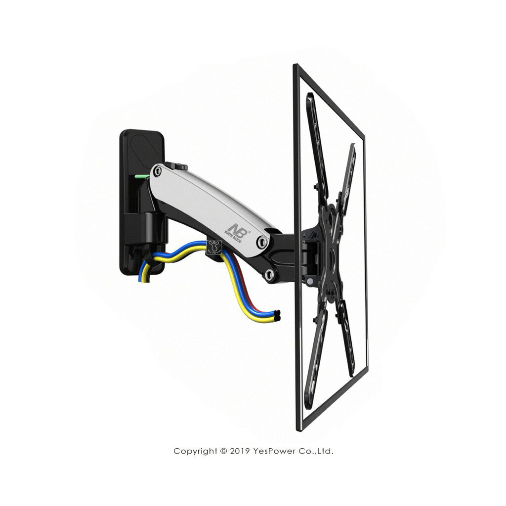 LED-09D 50-60吋鋁合金單臂氣壓式液晶電視壁掛架/離牆距離10.3-35.5公分/俯仰往上5°往下15°