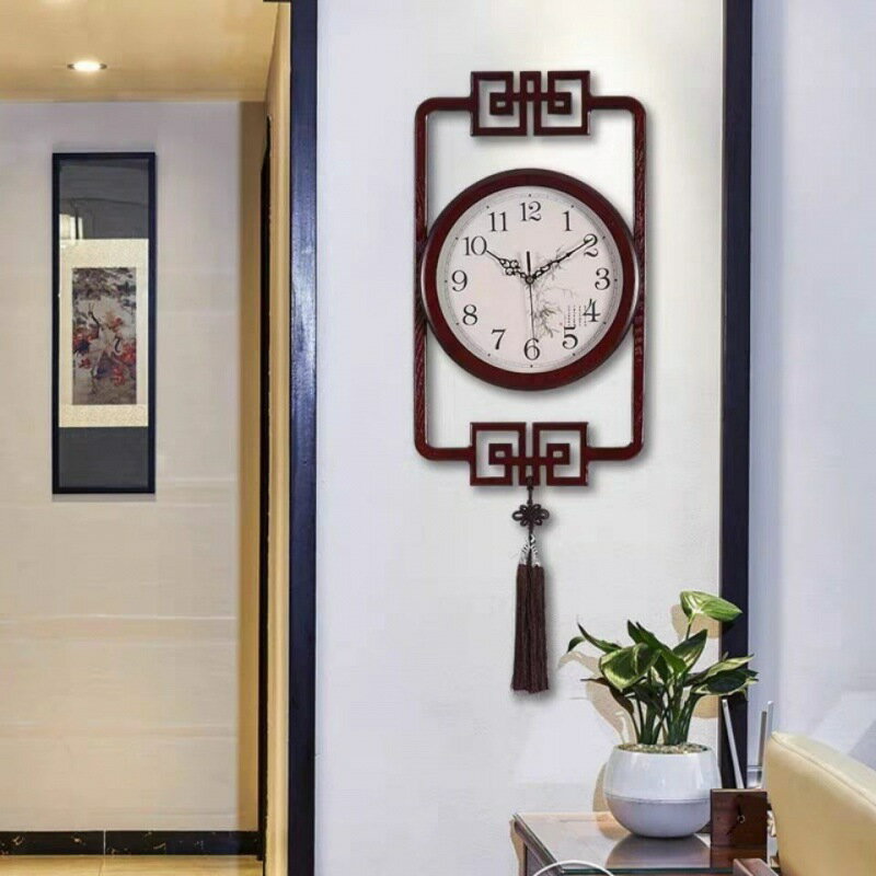新中式掛鐘風現代簡約裝飾鐘表家用客廳創意藝術木質時鐘