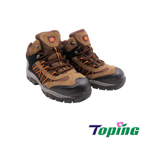 Toping 專業玻纖防護鞋｜中筒多功能健行鞋 /寬楦玻纖鋼頭 /  509B咖黃/MIT台灣製造