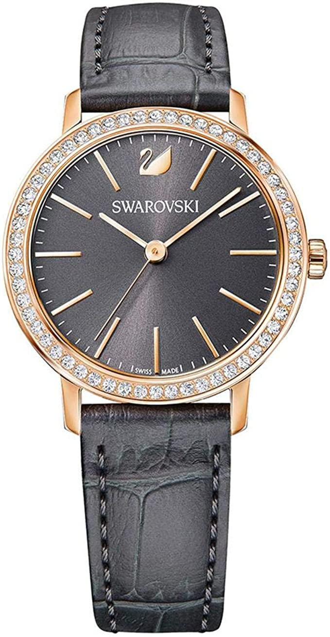 SWAROVSKI 施華洛世奇 Lovely Crystals Mini 低調奢華飄鑽魅力腕錶(5295352)-28mm-灰面皮革【刷卡回饋 分期0利率】【APP下單22%點數回饋】