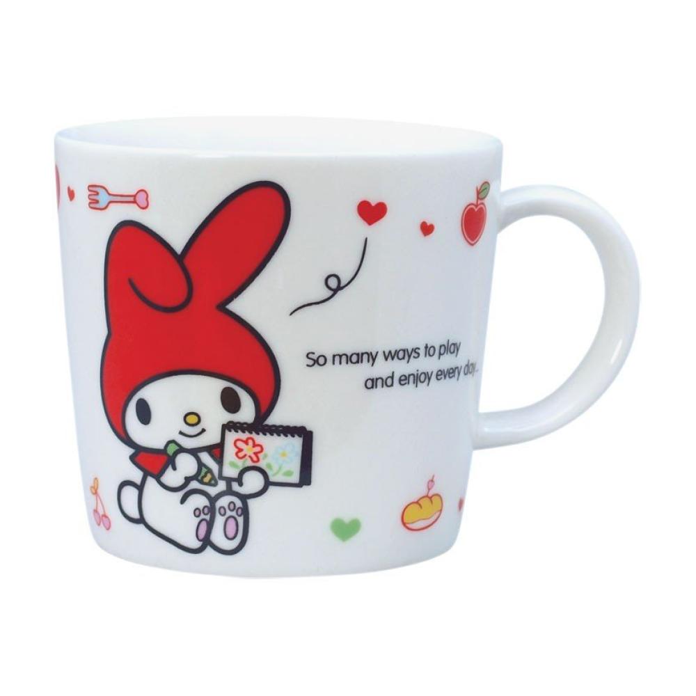 真愛日本 三麗鷗 美樂蒂 繪圖紅白 日本製 陶瓷馬克杯 陶瓷杯 馬克杯 咖啡杯 杯子 牛奶杯 茶杯 杯
