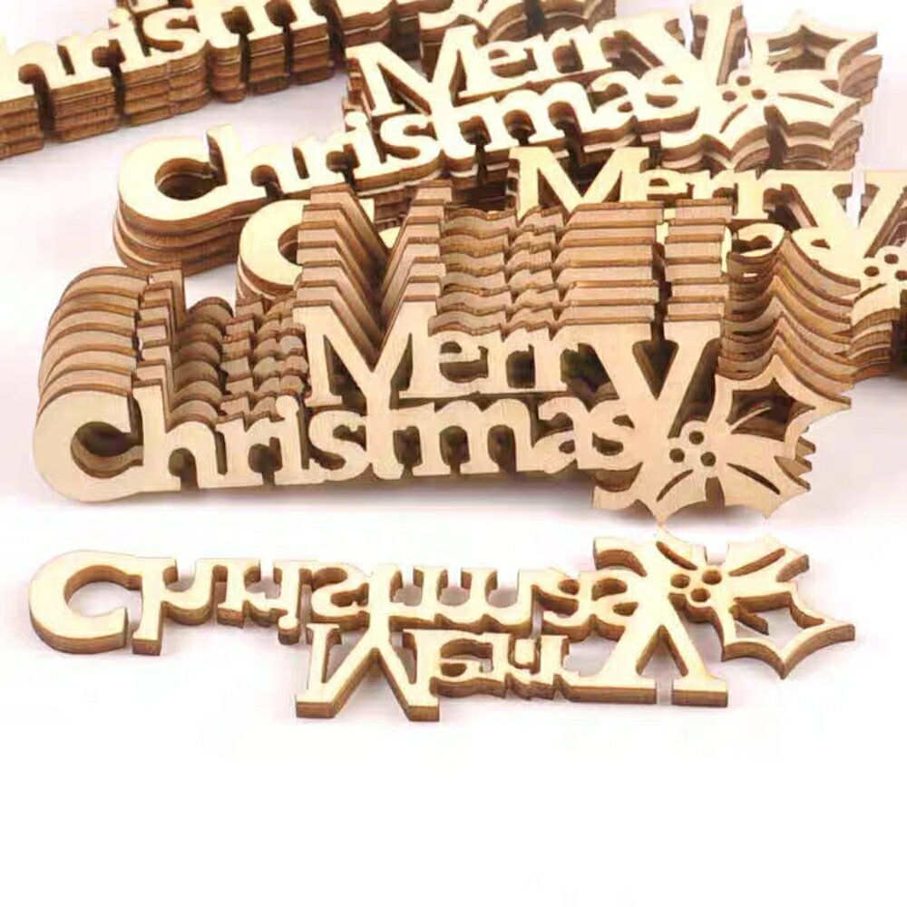 MerryChristmas 木片字牌 吊飾 掛飾 掛牌 木牌 聖誕樹裝飾 禮物盒 包裝DIY 手作材料【BlueCat】【XM0880】