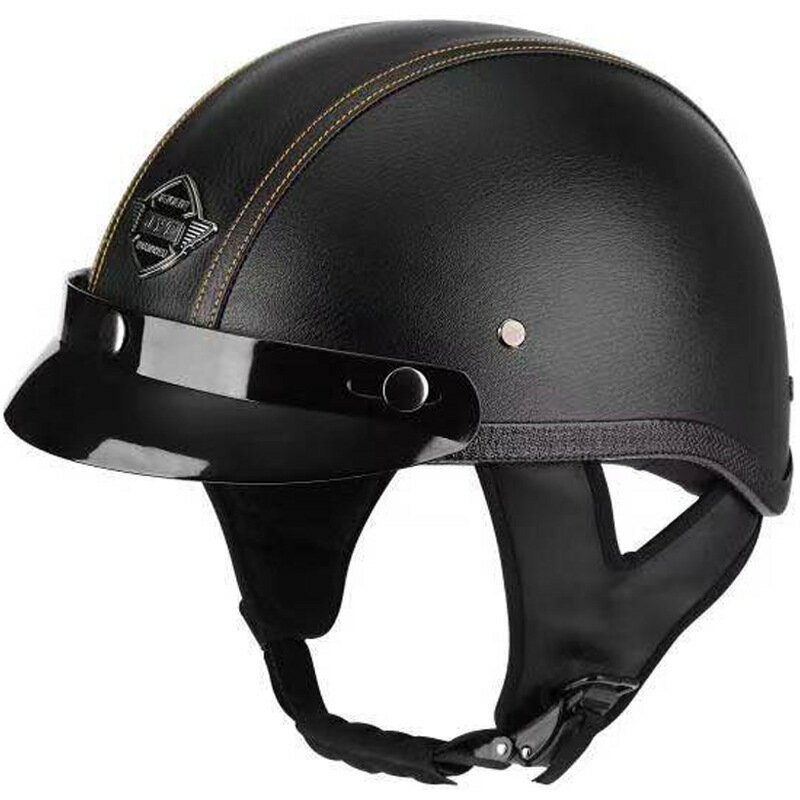 3C認證四季男女四季時尚踏板機車通用電動車復古盔半盔安全帽皮盔