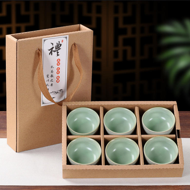 禮盒6只裝功夫茶杯陶瓷汝窯品茗杯茶盞杯建盞天目盞窯變日式家用