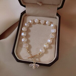 花式珍珠手鏈韓國復古巴洛克超仙少女鏤空金屬風手鐲手環首飾品