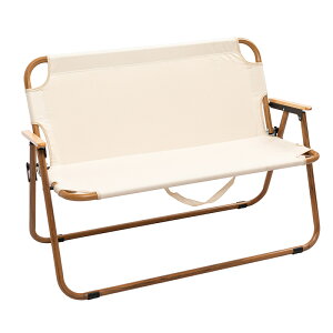 鋁合金木紋雙人折疊椅戶外便攜折疊椅子休閒露營野炊雙人沙灘椅子