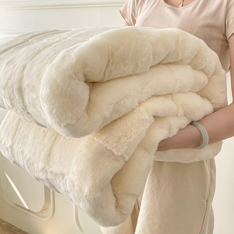 雙面加厚兔毛絨毛毯 冬季牛奶絨沙發蓋毯子辦公室午睡珊瑚絨小被