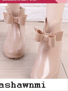 優品誠信商家 雨鞋女韓國時尚雨靴學生短筒可愛蝴蝶結水鞋防滑防水膠鞋加絨套鞋