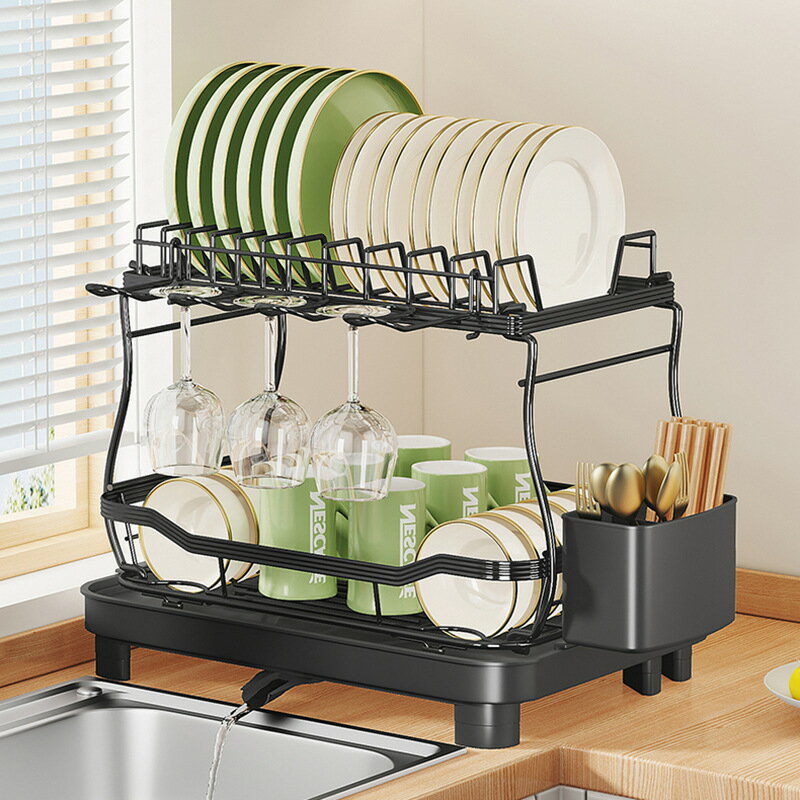 廚房碗碟置物架水槽旁碗筷碗盤收納架家用臺面多功能伸縮瀝水架子