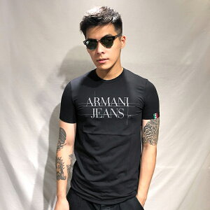 美國百分百【全新真品】Armani Jeans 短袖 AJ T恤 老鷹 logo T-shirt 黑色 S號 AH76