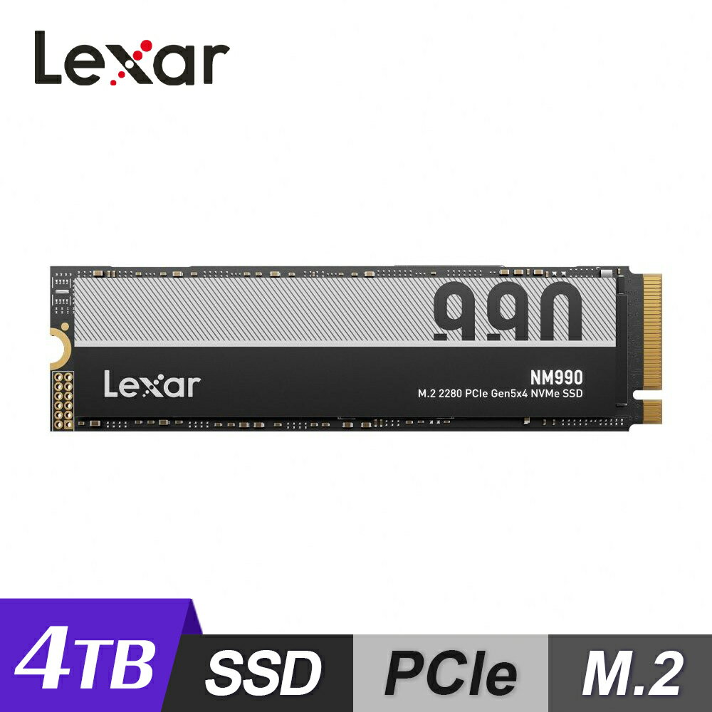 【Lexar 雷克沙】NM990 M.2 2280 PCIe Gen5x4 4TB SSD 固態硬碟【三井3C】