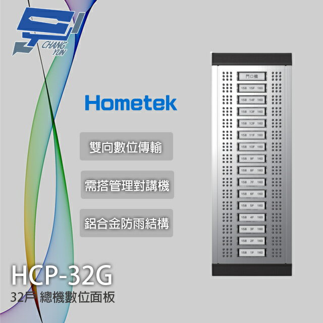 昌運監視器 Hometek HCP-32G 32戶總機數位面板 鋁合金防雨 需搭配管理對講機【APP下單跨店最高22%點數回饋】