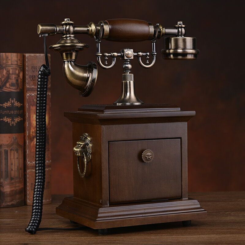 高檔歐式電話機實木仿古家用座機美式古董電話機時尚復古無線電話 全館免運