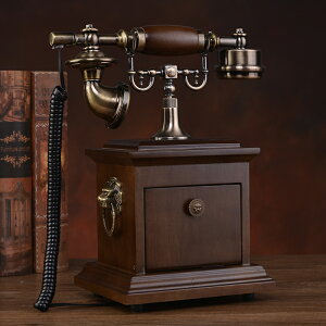 高檔歐式電話機實木仿古家用座機美式古董電話機時尚復古無線電話 全館免運