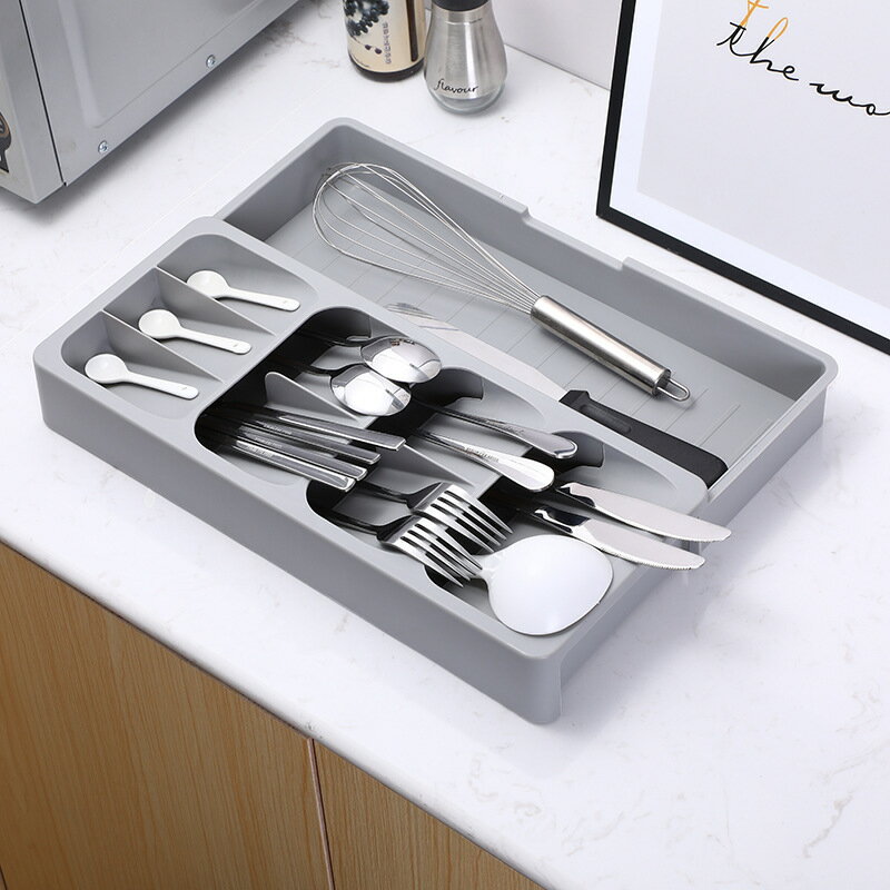 可伸縮廚房抽屜整理盒餐具收納盒分隔板刀叉筷子置物架