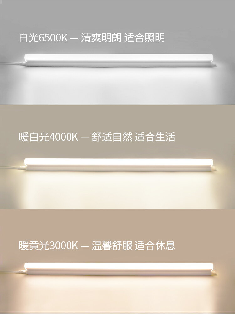 直插式led燈條插座燈日光燈管插頭帶開關超亮照明宿舍桌燈有線臺燈插線酷斃燈護眼家用220v掛墻壁掛吸頂寢室 2