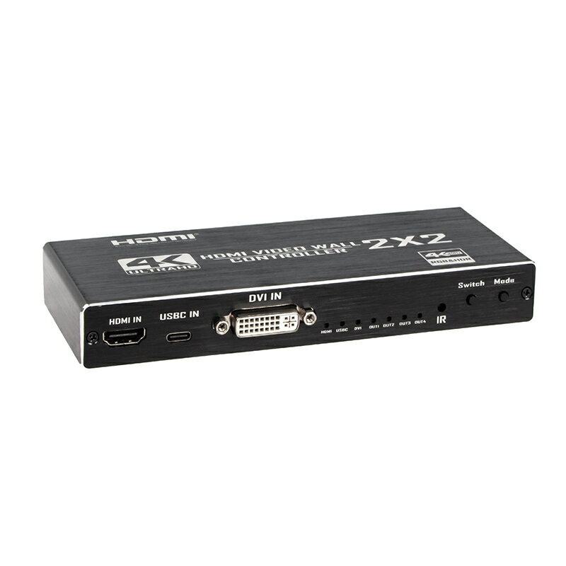 【易控王】2x2HDMI電視牆拼接器 螢幕拼接器 4螢幕拼接 大螢幕廣告牆面 支援USB-C/DVI(40-226-06)