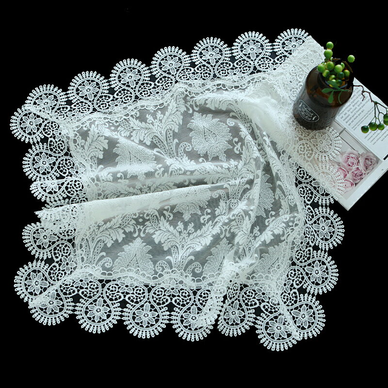 唯米 9935簡約ins蕾絲白色床頭櫃蓋布電視茶幾鬥櫃防塵罩多用蓋巾