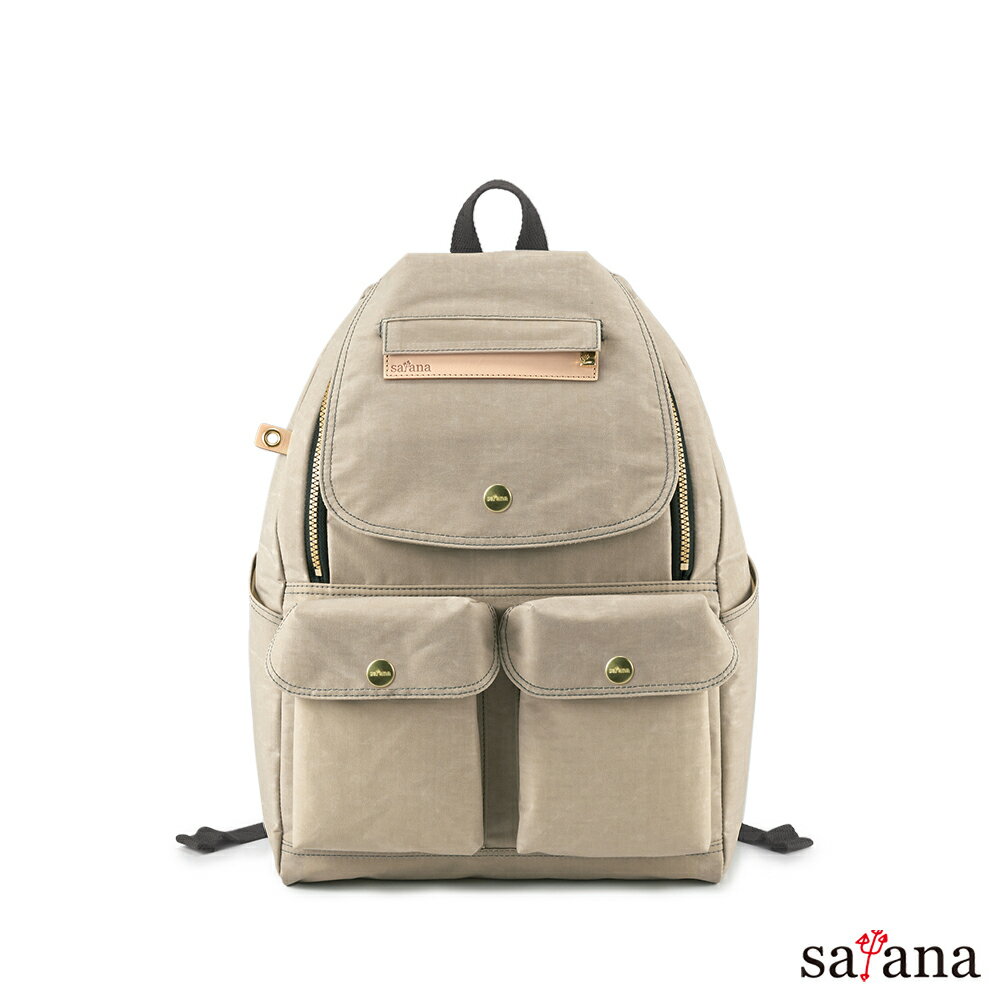 【satana】Soldier 多功能拉鍊後背包2.0版 奶茶色 SOS1462 | 包包 雙肩包 筆電包 背包 書包