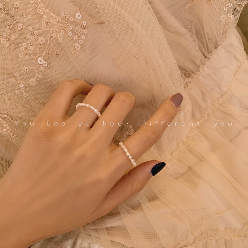 珍珠戒指女時尚個性松緊可調節輕奢小眾設計高級感ins潮關節戒