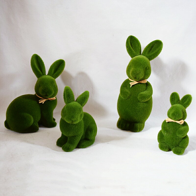 仿真短絨苔蘚復活節兔子客廳桌面小擺件可愛裝飾品Easter Rabbit