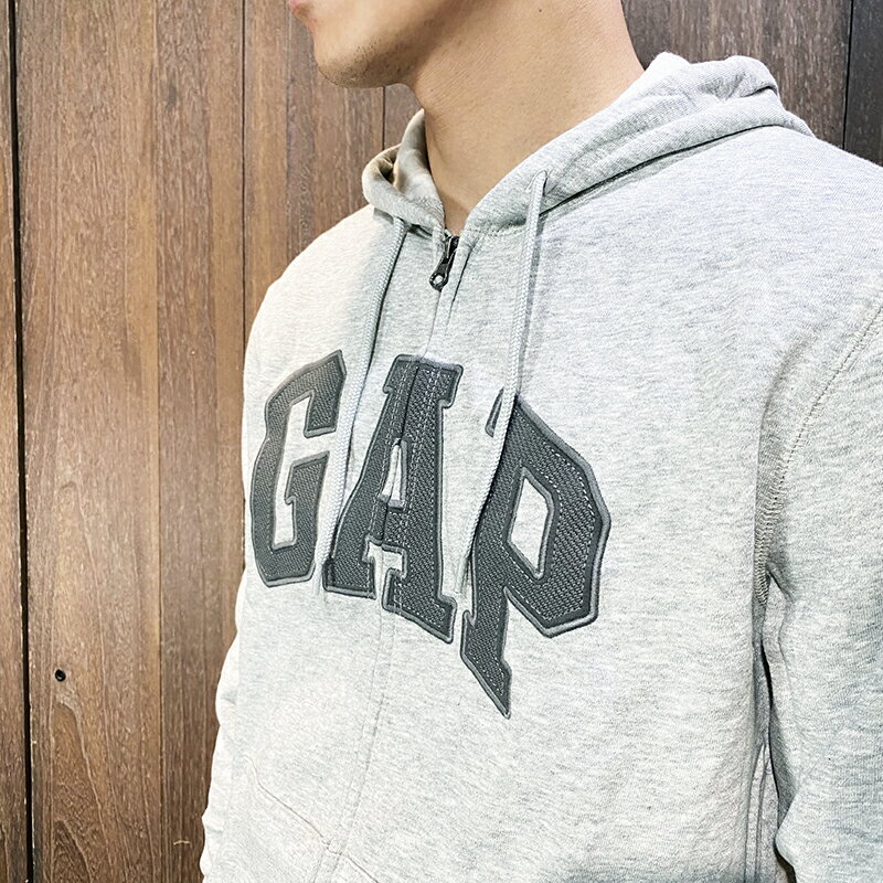 美國百分百【全新真品】GAP 連帽外套 刷毛 棉質 休閒 長袖 素面 logo 外套 男款 麻灰 E927 1