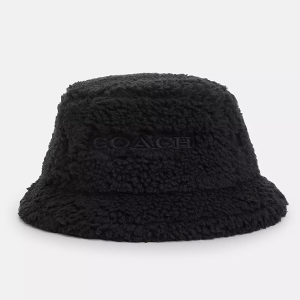 COACH 毛毛漁夫帽 帽子 遮陽帽 CM750 黑色(現貨)▶指定Outlet商品5折起☆現貨