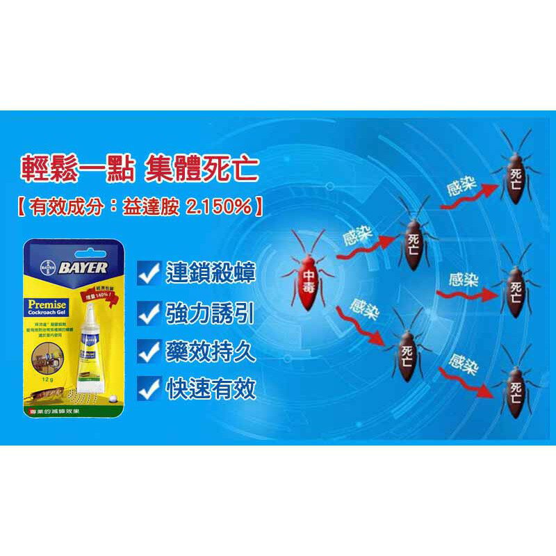 Bayer 拜耳 拜沛達蟑螂凝膠餌劑 12G | 蟑螂藥 蟑螂餌膠 中西化學 原廠公司貨 2