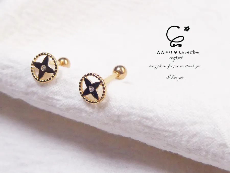 s925純銀鎖扣耳環十字花 鋯石 純銀耳環 925純銀 鍍黃金 晶晶工坊-love2hm 241303