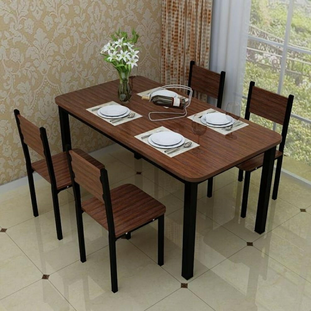 現代小戶型家用簡易餐桌椅吃飯桌長方形快餐飯店餐桌組合46人簡約 交換禮物