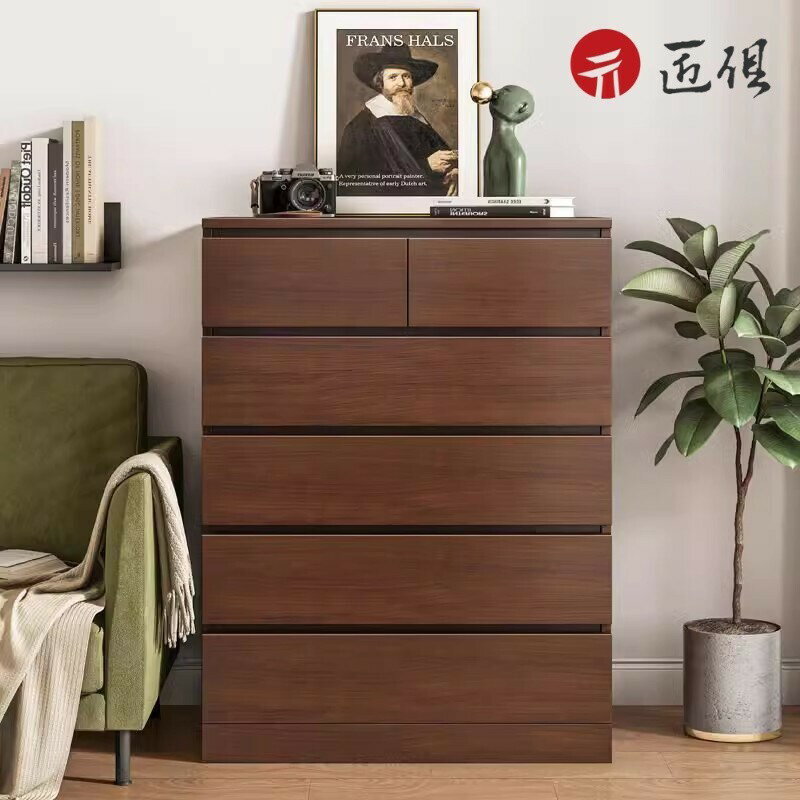 【匠俱】 實木五鬥抽屜櫃 傢用臥室儲物櫃 客廳靠墻落地床尾置物櫃 抽屜式櫃子 書櫃 鞋櫃 可